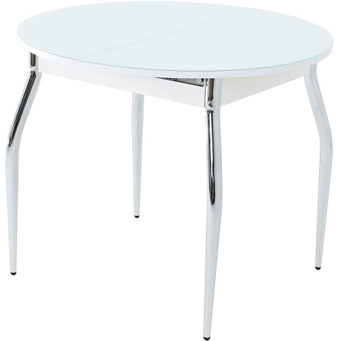 Стол «Ривьера» круг, стекло белый, опоры хром. Фото 1
