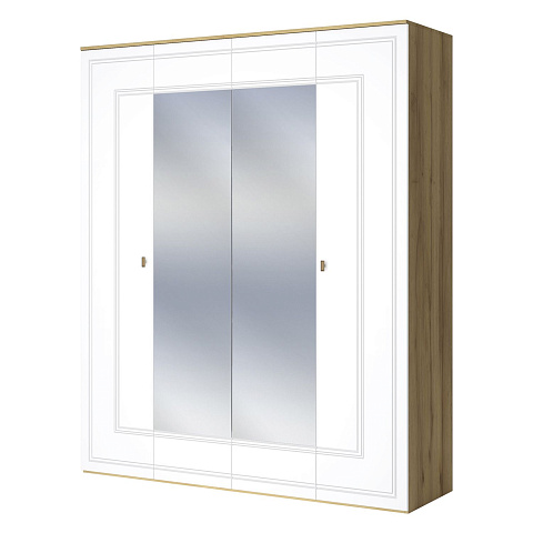 Шкаф Вега Сапфир 4дв, белый глянец. Фото 1