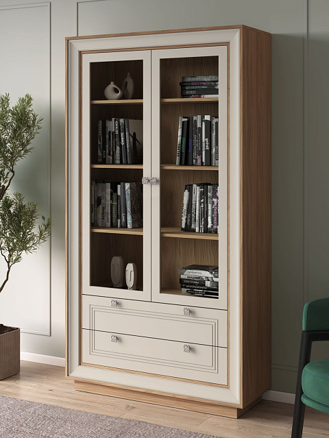 Шкаф с витриной «Прато» 2дв, вяз/газания матовый. Фото 4