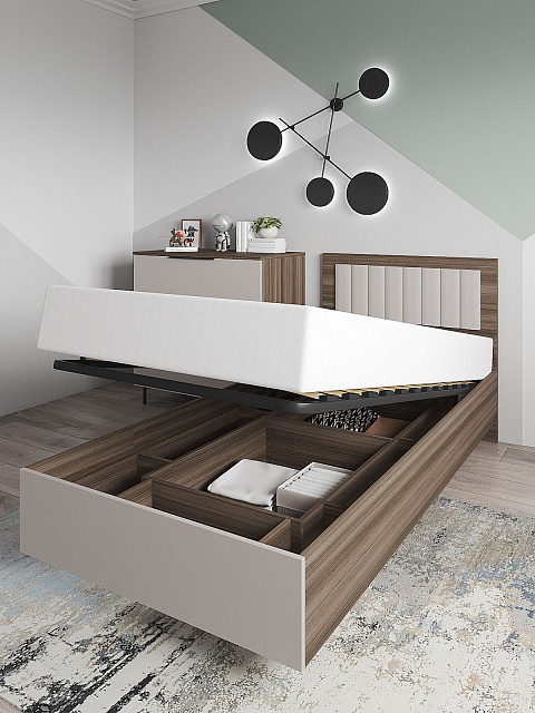 Кровать Роза 90x200см, бежевый скин. Фото 3