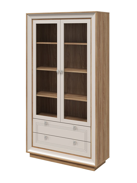 Шкаф с витриной «Прато» 2дв, вяз/газания матовый. Фото 1