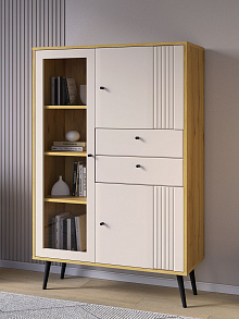 Шкаф с витриной Вега Саксония 94, миндаль от магазина Мебельный дом