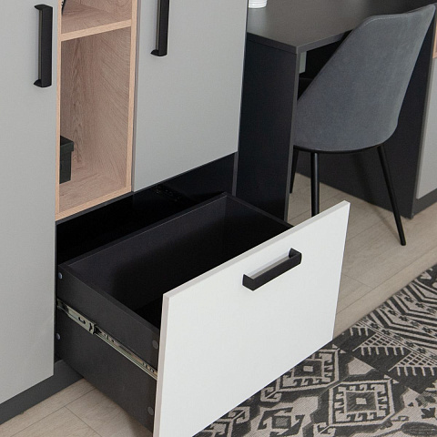 Комод «Квадро» 100 высокий Антрацит/Дуб эндгрейн/Шиншилла/Белый. Фото 8