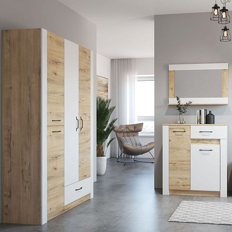 Шкаф «Ева 5» М2 3д, Дуб Ирландский/Белый матовый. Фото 5