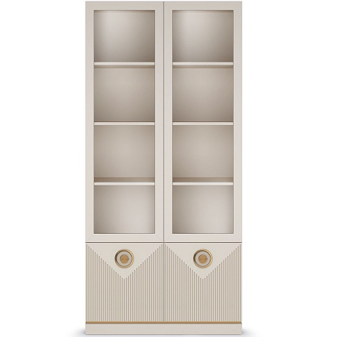 Шкаф-витрина 2-х дверная Капри, бежевая. Фото 2