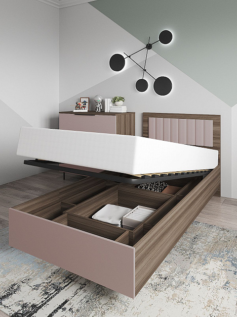 Кровать Роза 90x200см, пудра скин. Фото 3