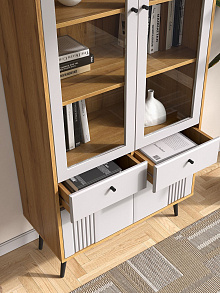 Шкаф с витриной Вега Саксония 84, белый матовый от магазина Мебельный дом