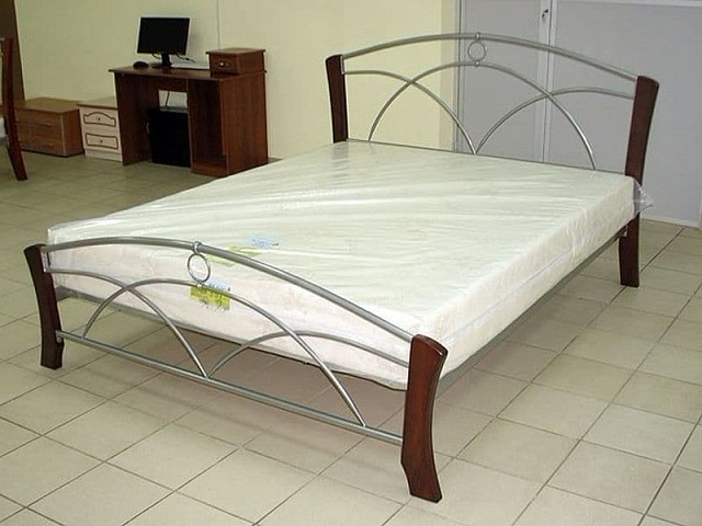 Кровать c матрасом «NS-9813» 160x200, венге с серебром. Фото 2