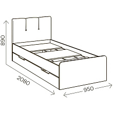 Кровать «Илия» М1 900, Дуб ирландский/Амаретти/Велюр Капучино от магазина Мебельный дом