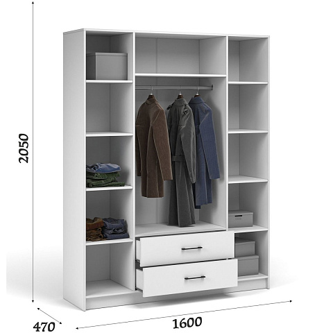 Шкаф «Чикаго» 4д2ящ с зеркалами MAX, белый. Фото 2