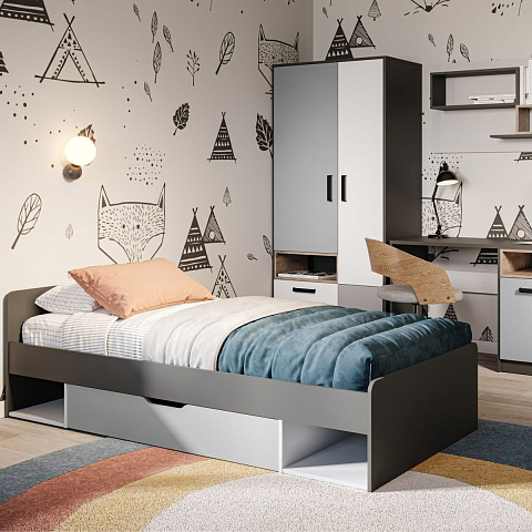 Комод «Квадро» 100 высокий Антрацит/Дуб эндгрейн/Шиншилла/Белый. Фото 3