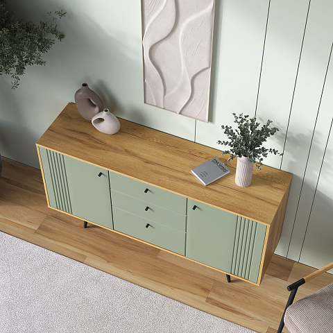 Комод Вега Саксония 150, серо-зеленый. Фото 7