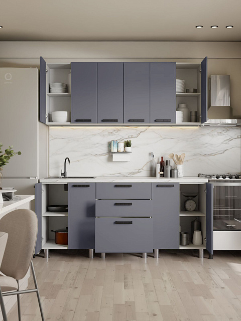 Кухонный гарнитур «Лаванда» 1,8м, сталь. Фото 2