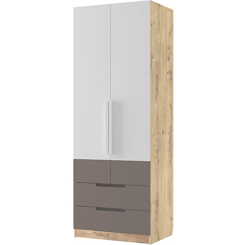 Шкаф «Илия» М2 2д, Дуб ирландский/Амаретти/Белый. Фото 1