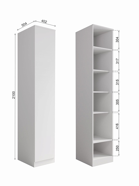 Шкаф-пенал Мори МШ 400.1, Белый. Фото 6