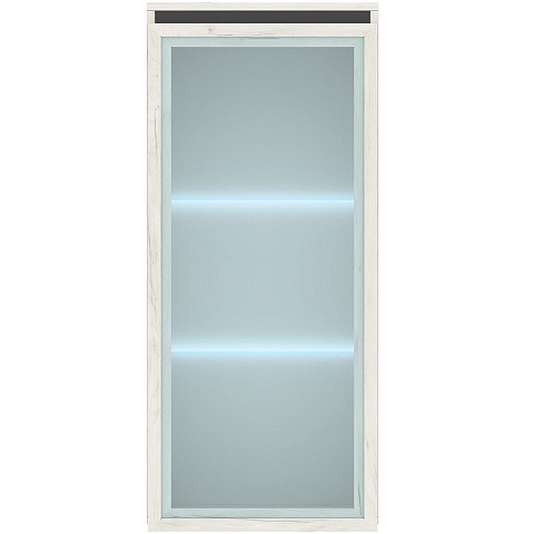 Шкаф с витриной «Гретта» 1В навесной, Крафт белый-Антрацит. Фото 2