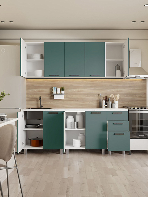 Кухонный гарнитур «Лаванда» 2,0м, изумруд. Фото 2