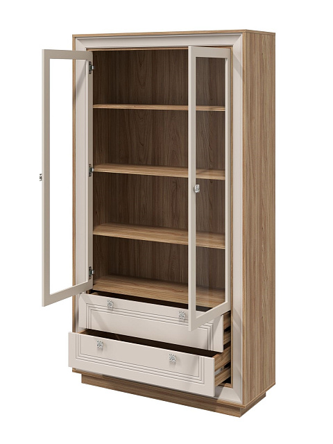 Шкаф с витриной «Прато» 2дв, вяз/газания матовый. Фото 3