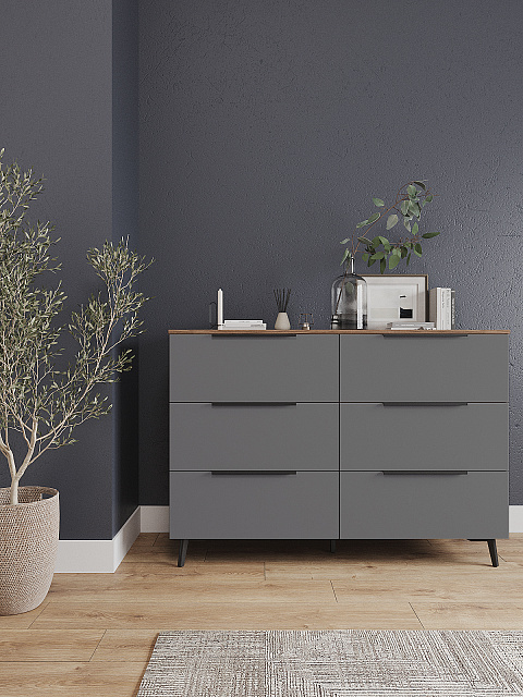 Комод Роза 1300 Ройс, графит скин. Фото 3