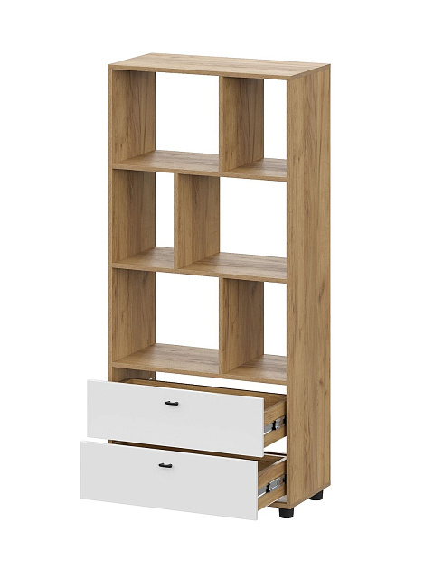 Стеллаж «Милан», дуб золотой/белый матовый. Фото 2