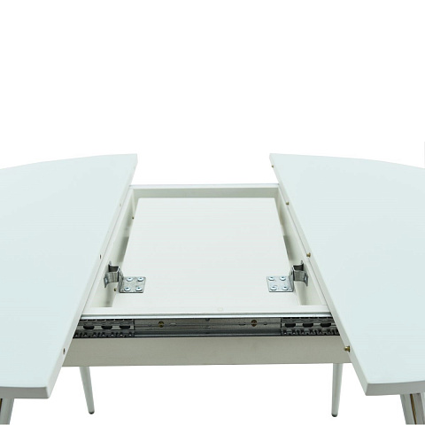 Стол «Ривьера» круг, стекло белый, опоры хром. Фото 4