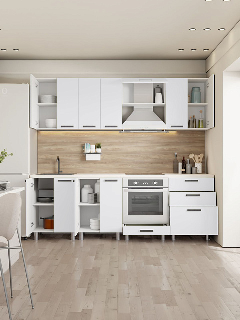 Кухонный гарнитур «Лаванда» 2,4м, белый. Фото 2