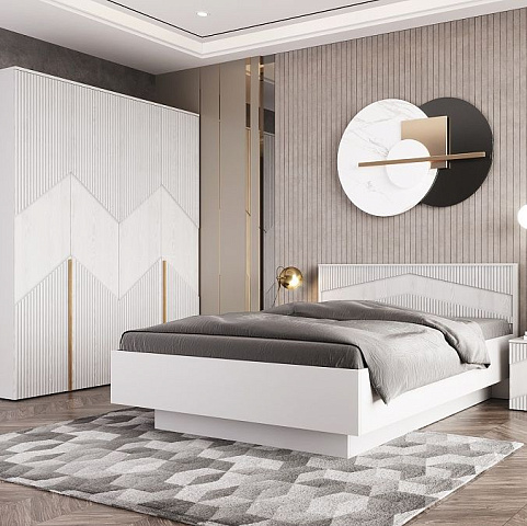 Кровать «Оливия» 160x200 КМК 0971.7, белый/ясень белый текстурный. Фото 2