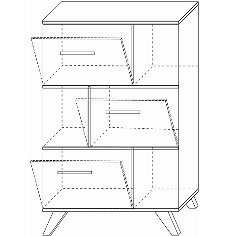Шкаф низкий с нишами Вега Скандинавия, белый глянец. Фото 3