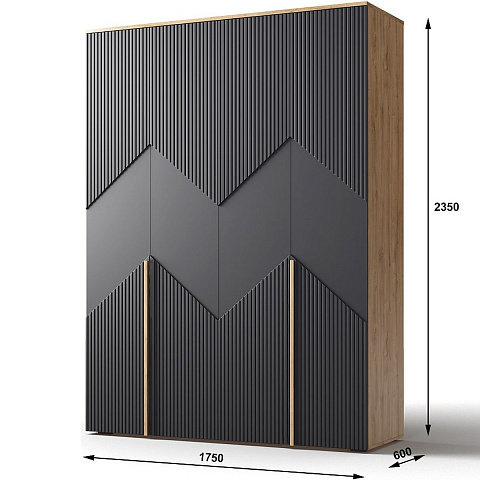 Спальня «Оливия» КМК 0971, дуб наварра/шагрень черная. Фото 4