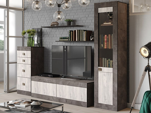 Тумба «Лондон 1600» КМК 0467.2, Оникс/битон пайн светлый. Фото 1