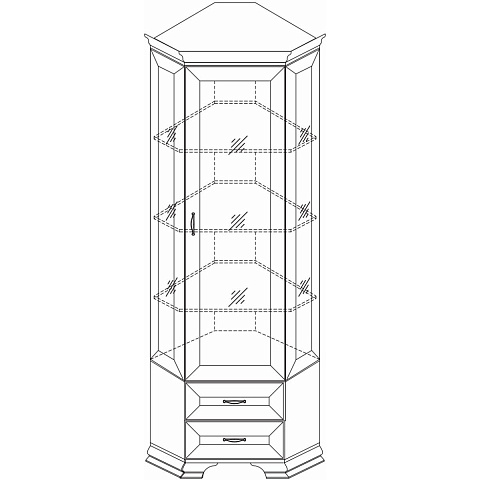 Шкаф-витрина угловой Сиена, бежевая. Фото 4
