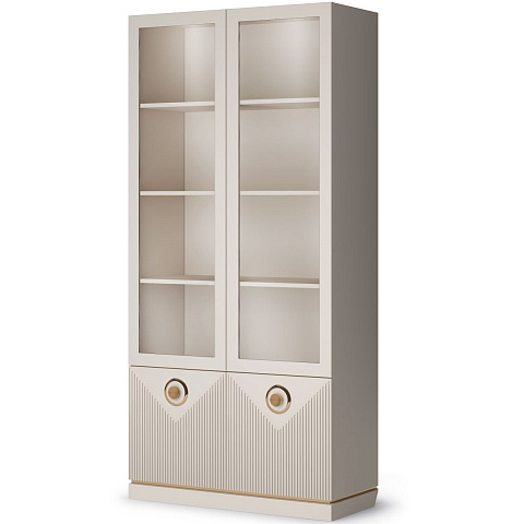 Шкаф-витрина 2-х дверная Капри, бежевая. Фото 1