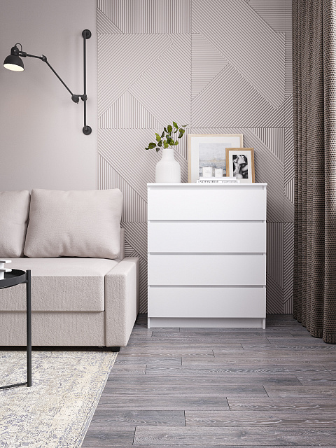 Комод Мори МК 800.4, Белый. Фото 1