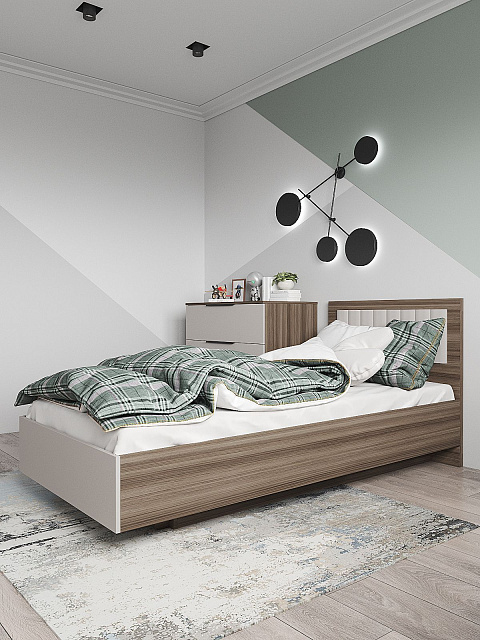 Кровать Роза 90x200см, бежевый скин. Фото 1