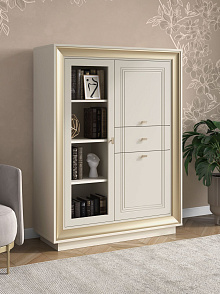 Шкаф с витриной «Прато» низкий, зефир/миндаль от магазина Мебельный дом