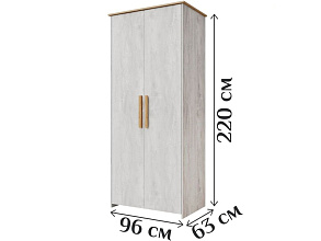 Шкаф «Скандинавия 2Д» КМК 0905.6, бетон пайн светлый/ дуб наварра от магазина Мебельный дом