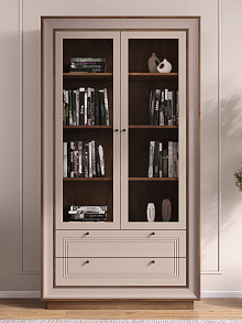 Шкаф с витриной «Прато» 2дв, таксония шоколад/кофе с молоком от магазина Мебельный дом