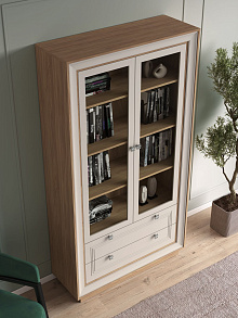 Шкаф с витриной «Прато» 2дв, вяз/газания матовый от магазина Мебельный дом