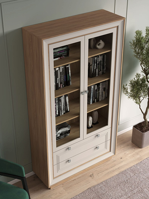 Шкаф с витриной «Прато» 2дв, вяз/газания матовый. Фото 6