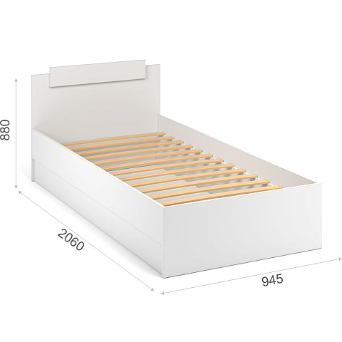 Кровать «Чикаго» 90 настил ЛДСП, Антрацит/Белый. Фото 2