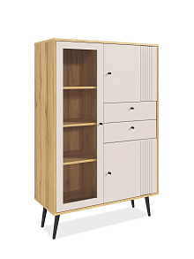 Шкаф с витриной Вега Саксония 94, миндаль от магазина Мебельный дом