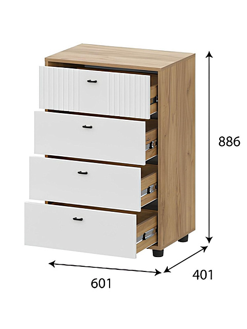 Комод «Милан» 4я, дуб золотой/белый матовый. Фото 3