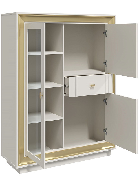 Шкаф с витриной «Прато» низкий, зефир/миндаль. Фото 3