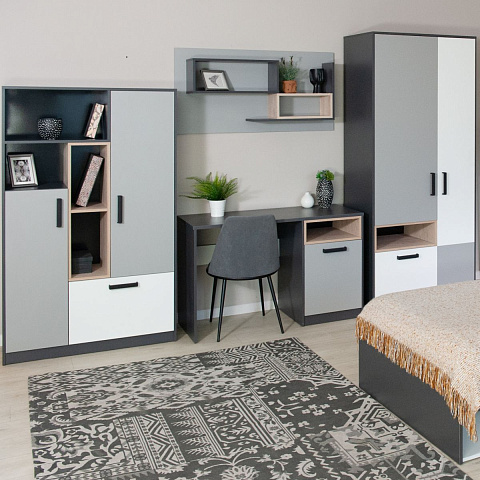 Комод «Квадро» 100 высокий Антрацит/Дуб эндгрейн/Шиншилла/Белый. Фото 6