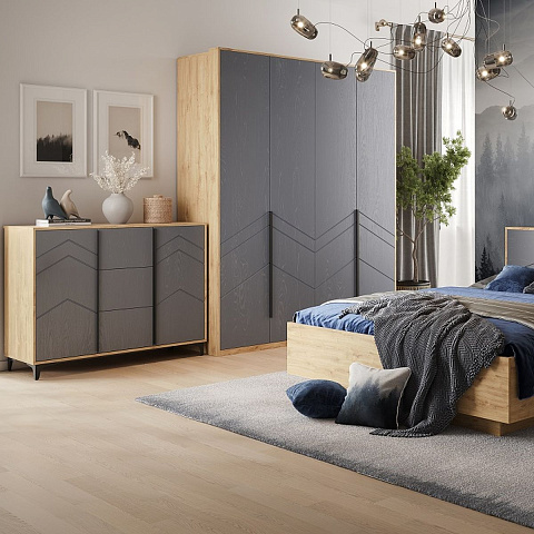 Шкаф «Тиана» 4Д КМК 0967.1, дуб наварра/графит. Фото 4