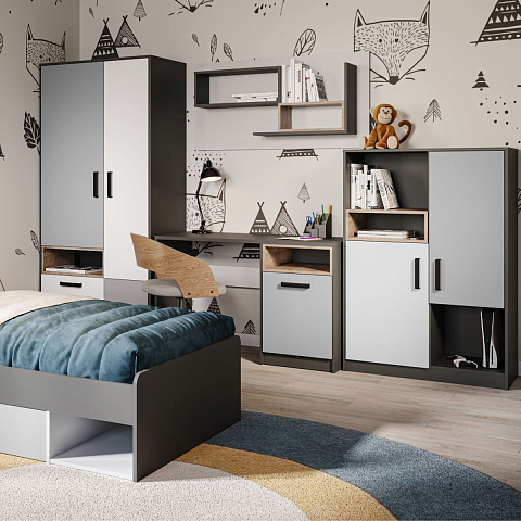 Шкаф «Квадро», Антрацит/Шиншилла/Белый. Фото 4