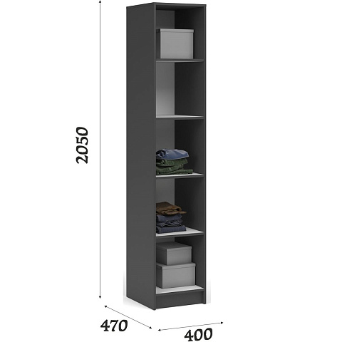 Шкаф «Чикаго» 1д Антрацит/Белый. Фото 2