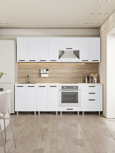 Кухонный гарнитур «Лаванда» 2,4м, белый. Фото 1