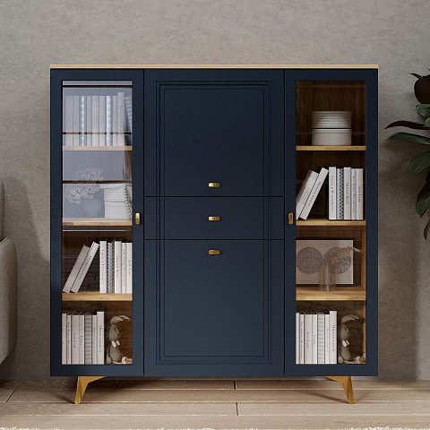 Шкаф-витрина Вега Сапфир 140, темно-синий. Фото 2