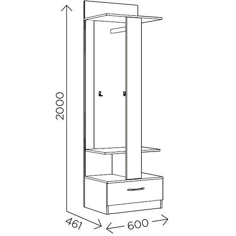 Вешалка «Ева 5» М4, Дуб Ирландский/Белый матовый. Фото 3